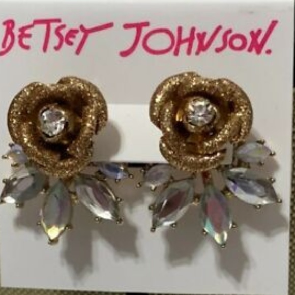 Betsey Johnson Jewelry - Betsey Johnson GOLD ROSES EARRINGS